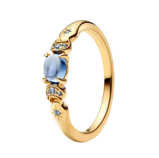 Bague Pierre de Lune Bohème or "Coralienne"