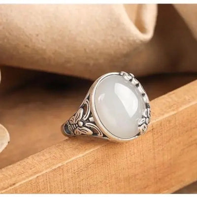 Bague Pierre de Lune avec Cabochon Ovale "Oeil de Chat"