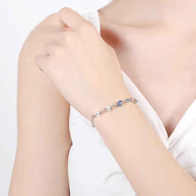 Bracelet Pierre de Lune <br> ''Croissant Azur''