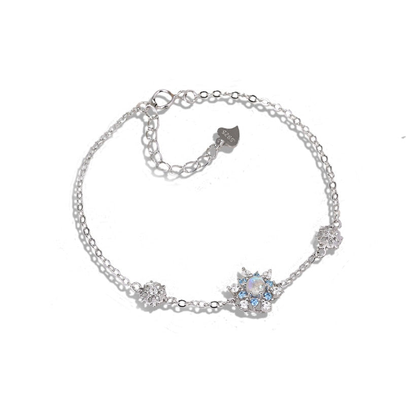 Bracelet Pierre de lune blanche & abricot & grise 8mm - N°9069