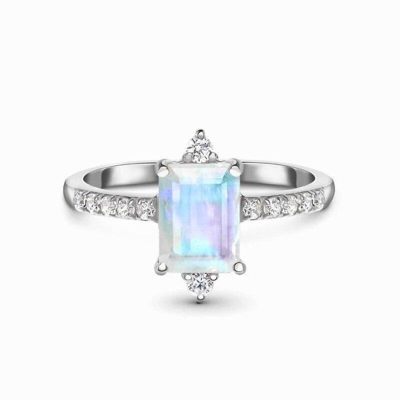 Bague en argent sterling 925 pierre précieuse arc-en-ciel pierre de Bague en argent sterling 925 pierre précieuse arc-en-ciel pierre de