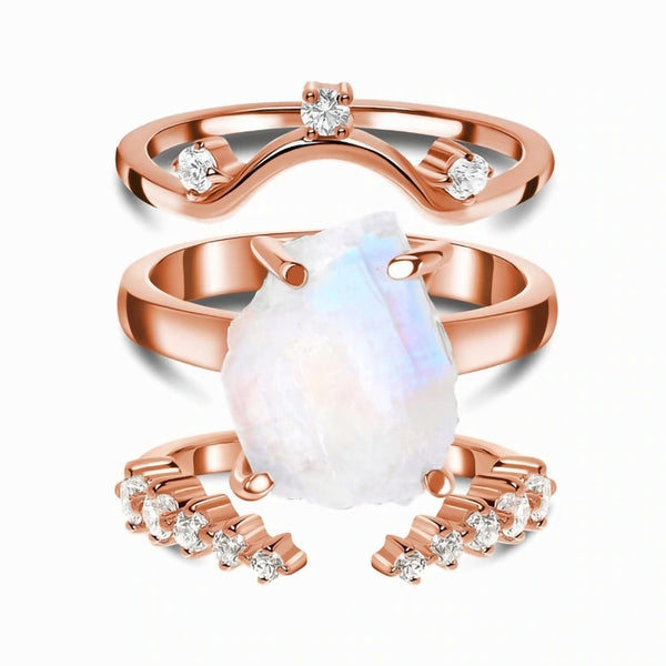 Bague Argent Massif 925 - Dôme Avec Trio De Pierres - Taille 51 - Occasion