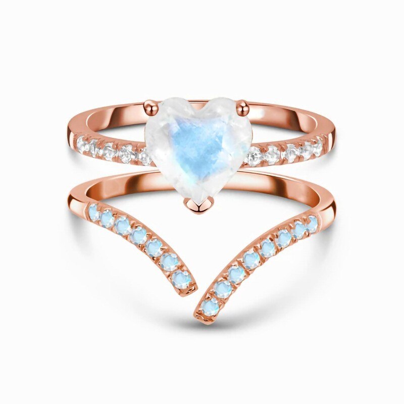 Bague Pierre de Lune "Duo de Cœur"
