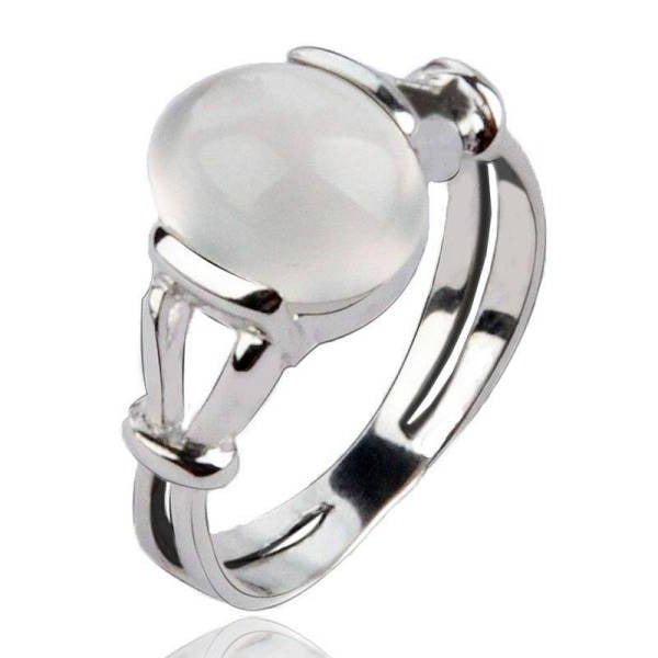 Bague en argent sterling 925 avec pierre de lune arc-en-ciel, taille 7