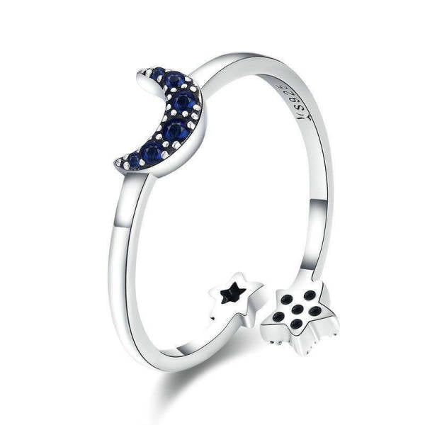 Bague Lune Argent Etincelle | Tendre-lune