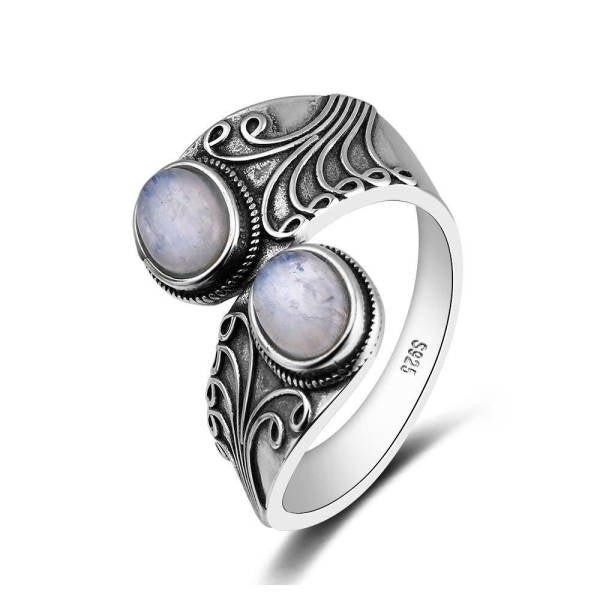 BAGUE ANCIENNE EN ARGENT 925 pierre de Lune