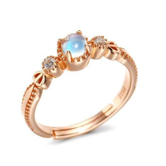 Bague Pierre de Lune Bohème or Rose Coralienne | Tendre-lune