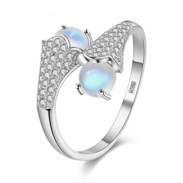 Bague Pierre de Lune et Zircon Coeur Infini | Tendre-lune