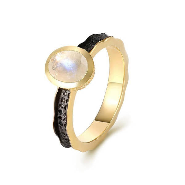 Bague Pierre de Lune Plaquée Or Jaune 14 Esprit Infini | Tendre-lune