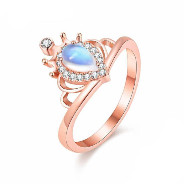 Bague Pierre de Lune Plaquée Or Rose Corail | Tendre-lune