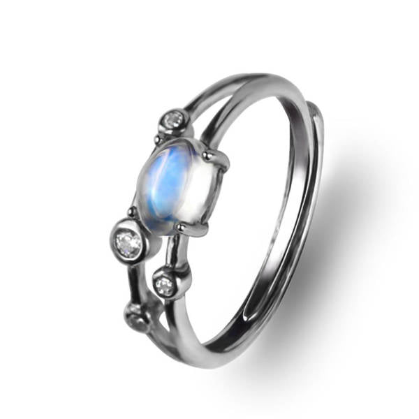 Bague anneau Pierre de Lune ajustable | Tendre-lune