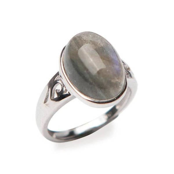 Bague argent et Pierre de Lune noire | Tendre-lune