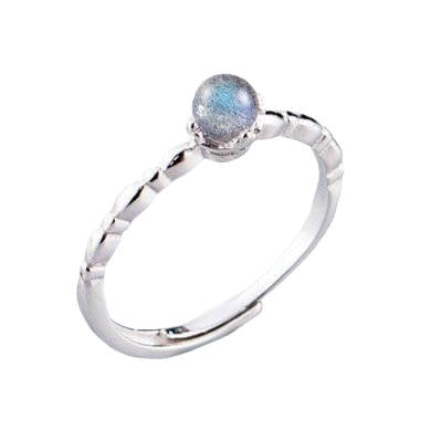 Bague Argent Fine Ronde Pierre de Lune | Tendre-lune