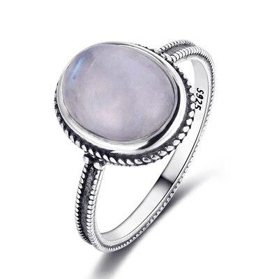 Bague Argent Ovale avec Pierre de Lune | Tendre-lune