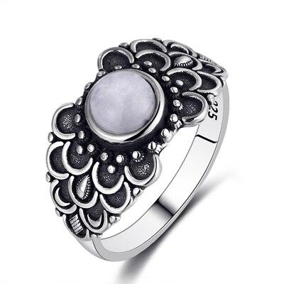 Bague Argent Sertie Pierre de Lune | Tendre-lune