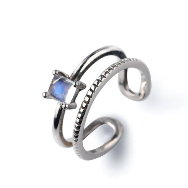 Bague avec Pierre de Lune centrale | Tendre-lune