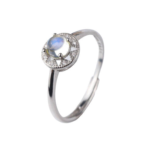 Bague avec Pierre de Lune ronde | Tendre-lune