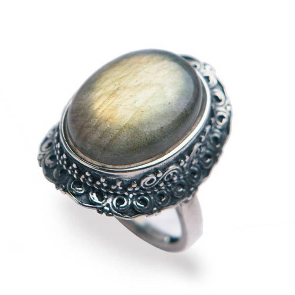 Bague femmes argent avec grosse pierre de lune | Tendre-lune