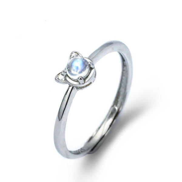Bague Fine Argent Pierre de Lune | Tendre-lune
