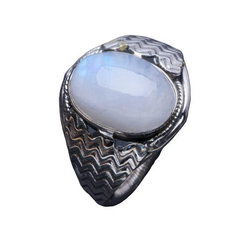 Bague homme argent Pierre de Lune | Tendre-lune