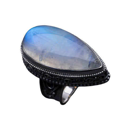 Bague Vintage cabochon Pierre de Lune | Tendre-lune