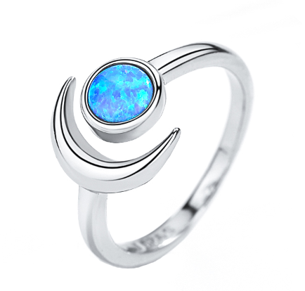 Bague Lune et Topaze "Paix"