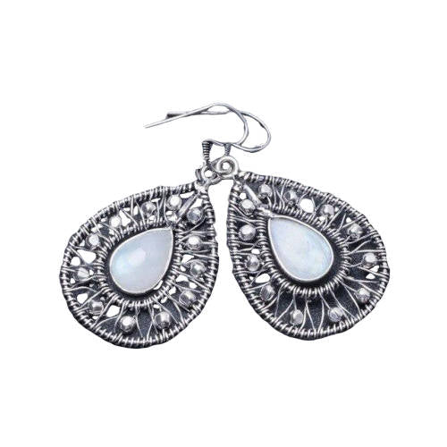 Boucle d'Oreille Argent Pierre de Lune Candides