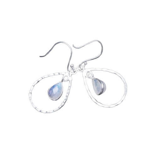 Boucle d'Oreille Argent Pierre de Lune Gracieuses