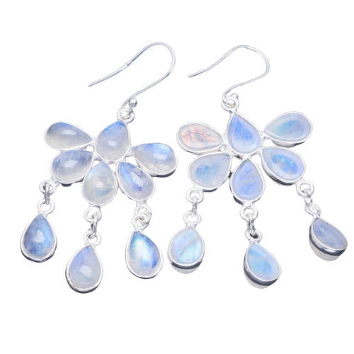 Boucle d'Oreille Longue Pierre de Lune Aphrodite