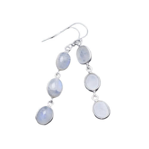 Boucle d'Oreille Longue Pierre de Lune Cosmos