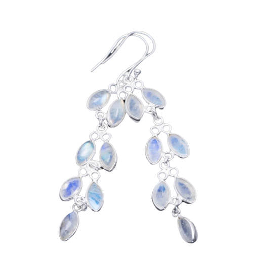 Boucle d'Oreille Longue Pierre de Lune Frimas