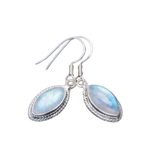 Boucle d'Oreille Pendante Argent Pierre de Lune <br>''Compréhensives''