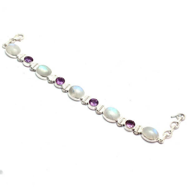 Bracelet Améthyste et Pierre de Lune | Tendre-lune