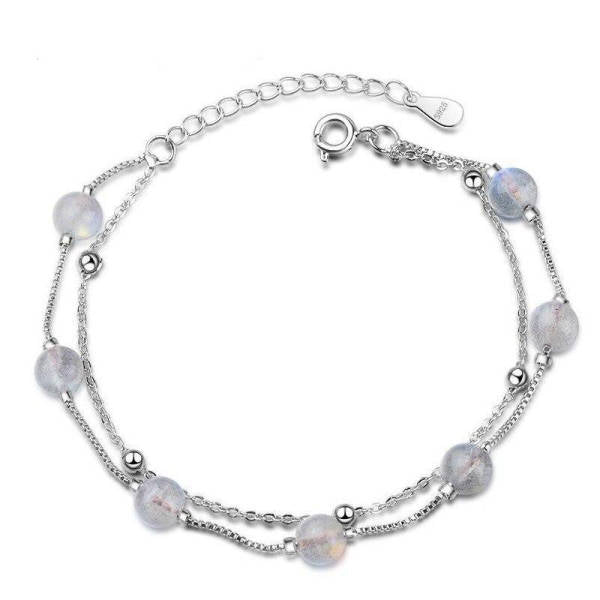 Bracelet en argent Pierre de Lune boule | Tendre-lune