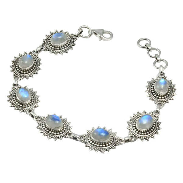 Bracelet pierre de lune arcen-ciel en argent massif 925 | Tendre-lune