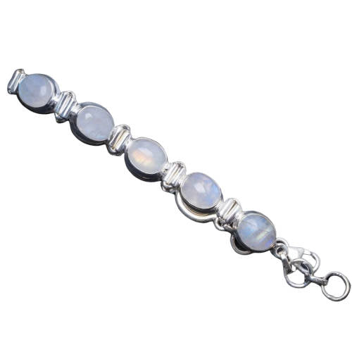 Bracelet Pierre de Lune bleue cabochon femme | Tendre-lune