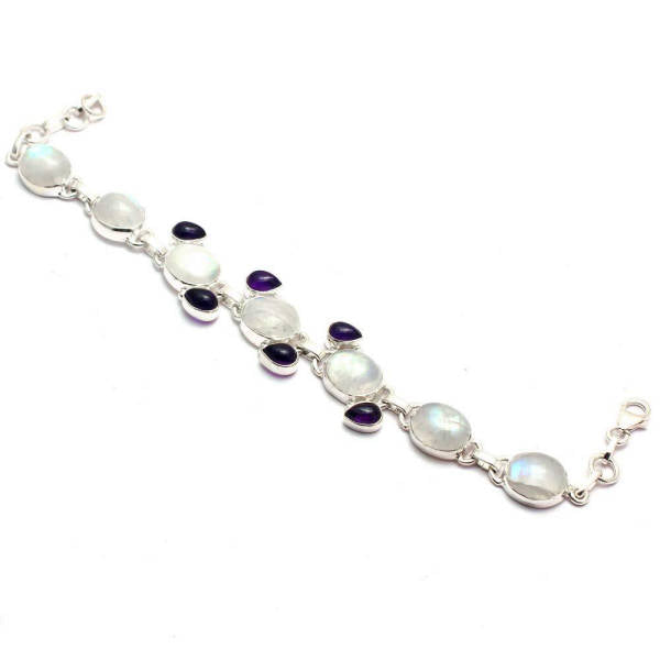 Bracelet Pierre de lune et Améthyste | Tendre-lune