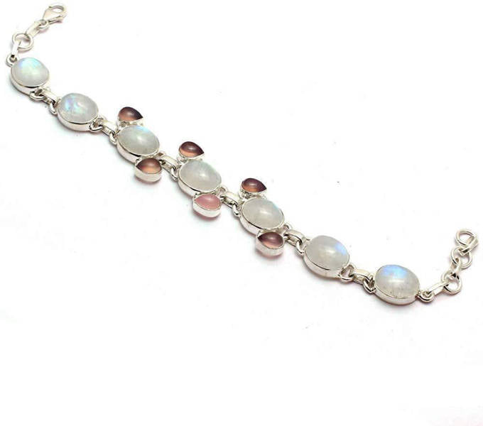 Bracelet Quartz Rose et Pierre de Lune | Tendre-lune