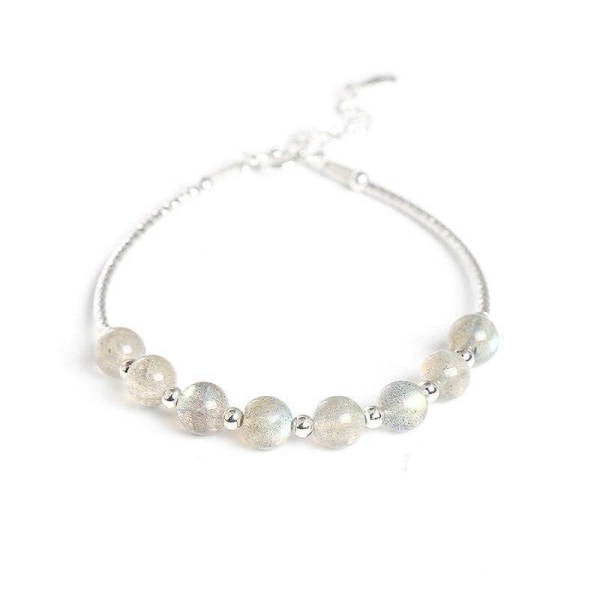 Bracelet réglable argent Pierre de Lune | Tendre-lune