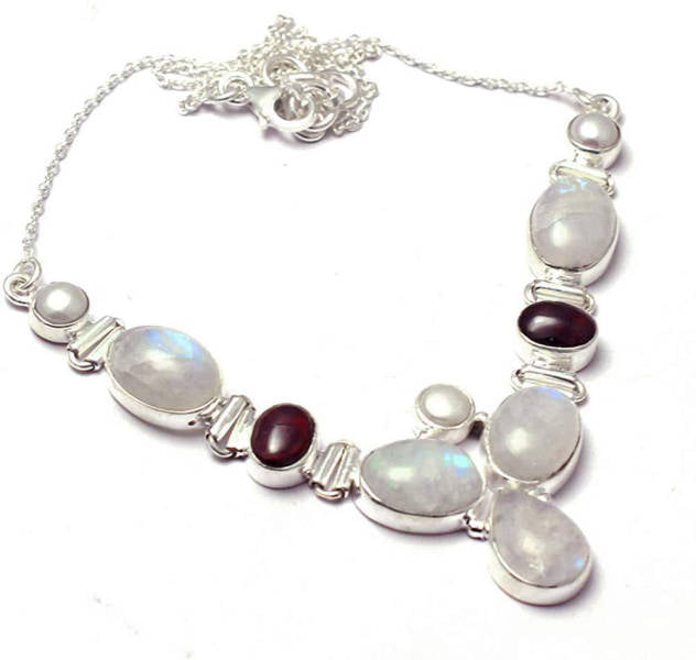 Collier Argent et Pierre de Lune Blanche Pureté
