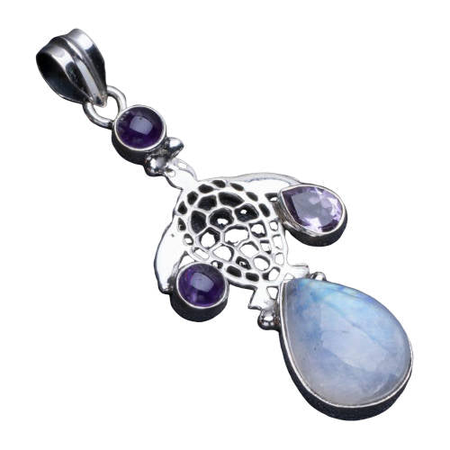 Pendentif argent 925 Pierre de Lune Arc en Ciel | Tendre-lune