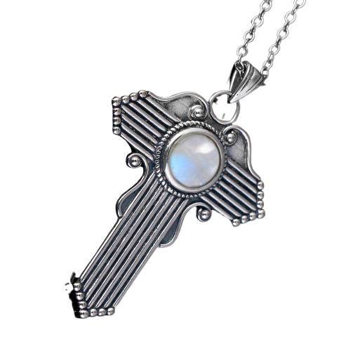 Pierre de Lune Pendentif Croix 