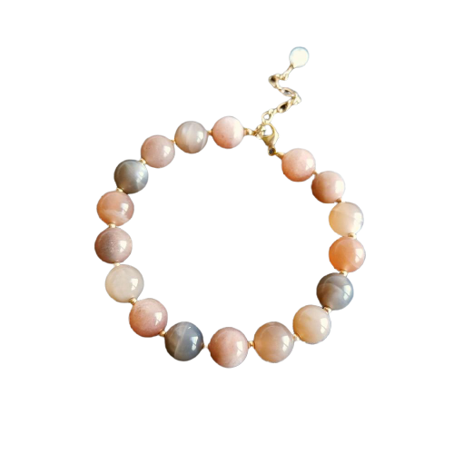 Bracelet Pierre de Lune Rose Grise et Blanche